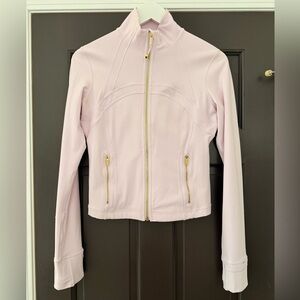 Lululemon Cropped Define Pink Organza Gold Zipper 8 Jacket Nulu